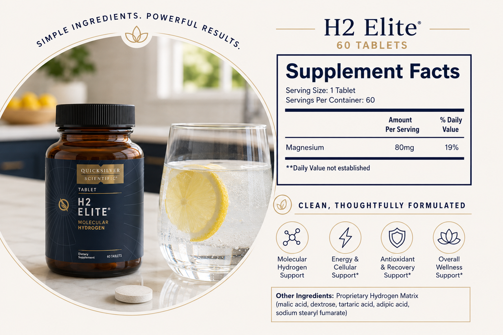 H2 Elite® Hydrogen 60 Tablets Molecular Hydrogen for Daily Defense