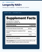 Longevity NAD+ (60 capsules) | Cellular Energy & Healthy Aging Support