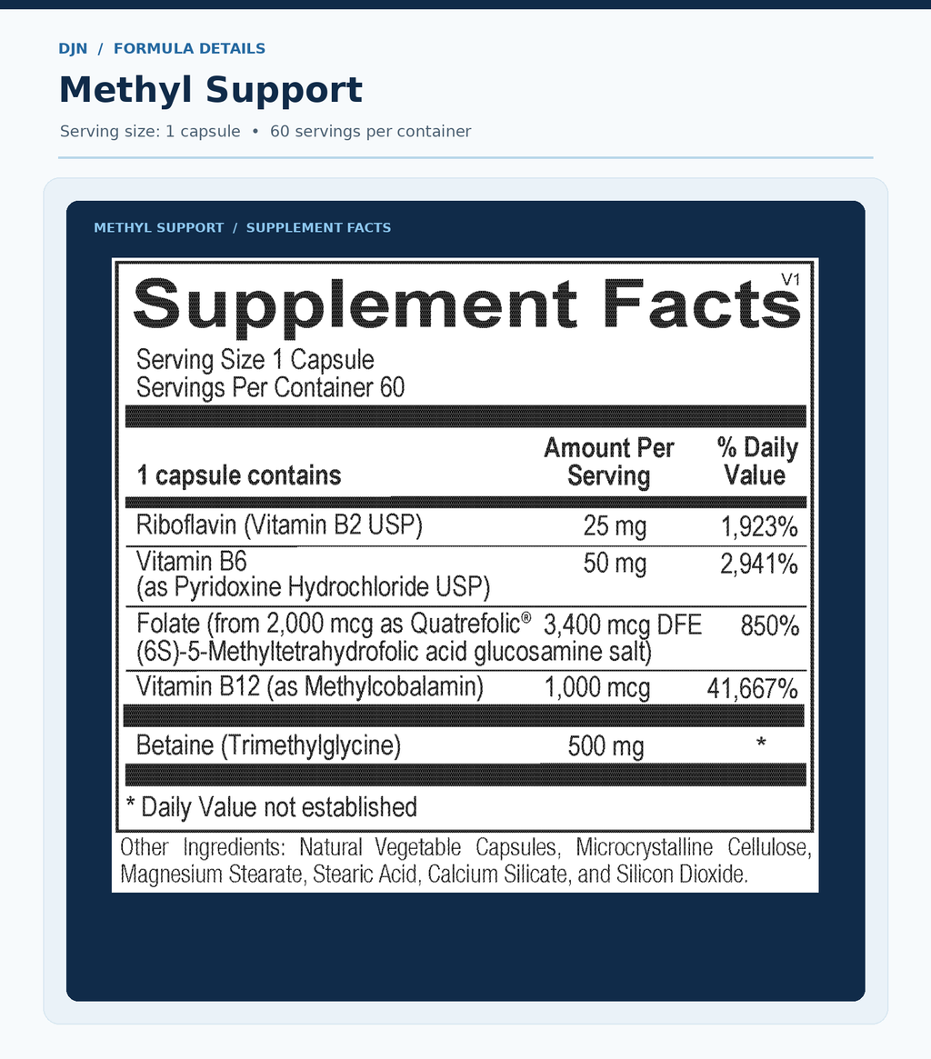 Methyl Support | Methylation & Homocysteine Support (60 Capsules)