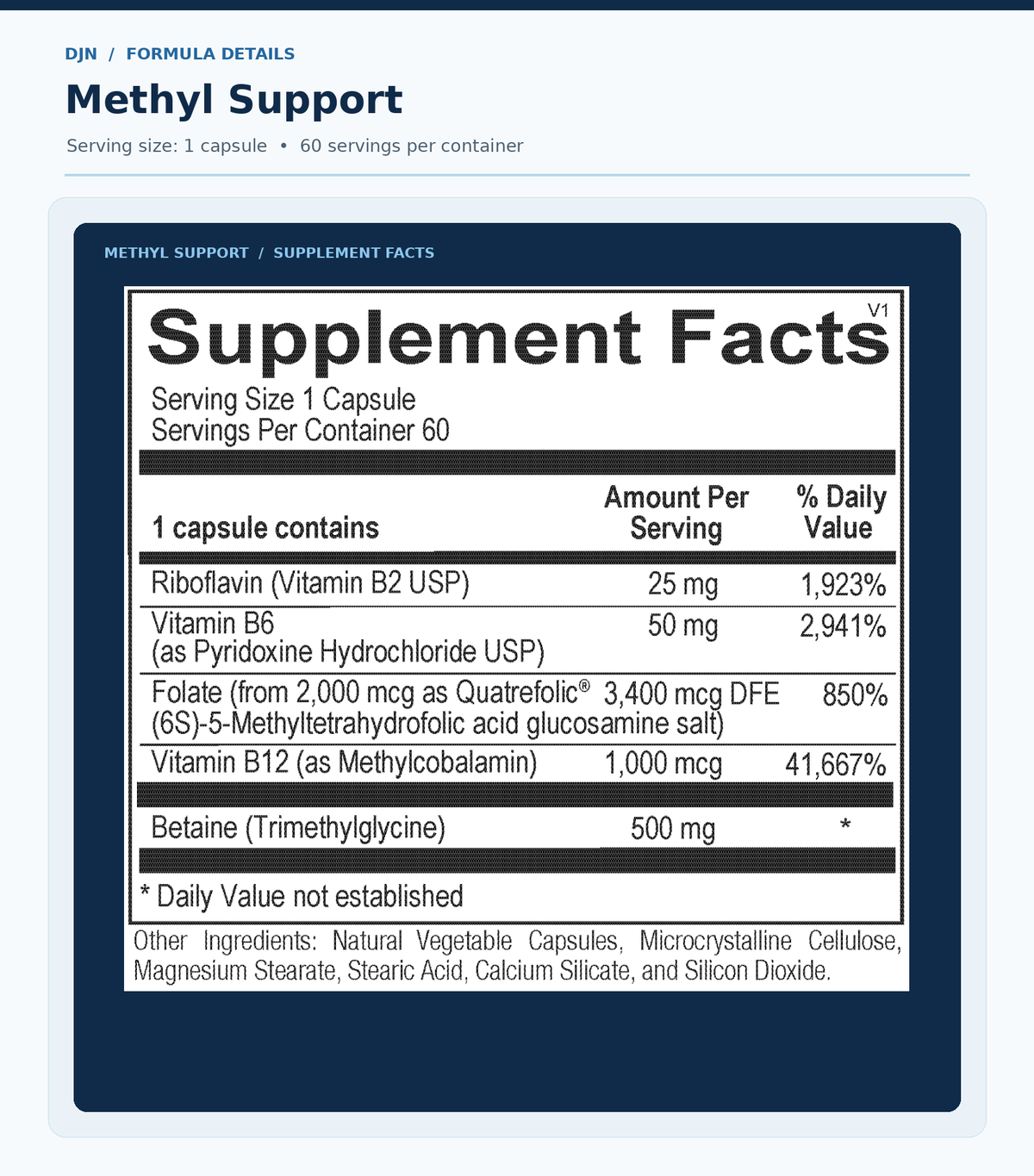 Methyl Support | Methylation & Homocysteine Support (60 Capsules)